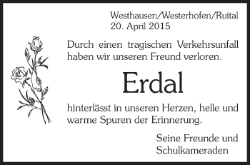 Traueranzeige von Erdal  von Schwäbische Post