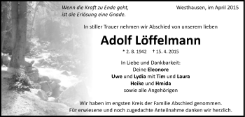 Traueranzeige von Adolf Löffelmann von Schwäbische Post