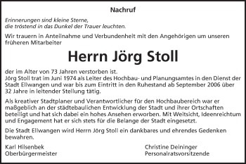Traueranzeige von Jörg Stoll von Schwäbische Post