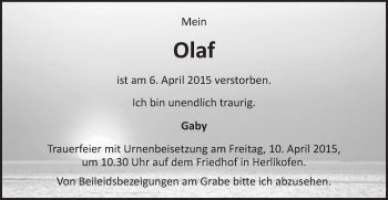 Traueranzeige von Olaf  von Gmünder Tagespost