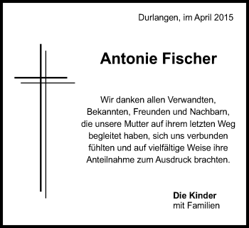 Traueranzeige von Antonie Fischer von Gmünder Tagespost