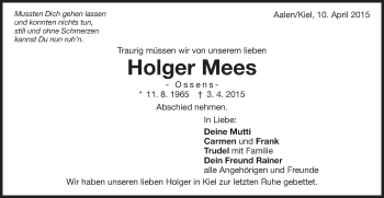 Traueranzeige von Holger Mees von Schwäbische Post