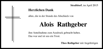 Traueranzeige von Alois Rathgeber von Gmünder Tagespost