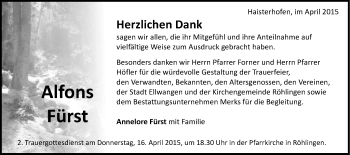 Traueranzeige von Alfons Fürst von Schwäbische Post