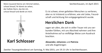 Traueranzeige von Karl Schlosser von Schwäbische Post