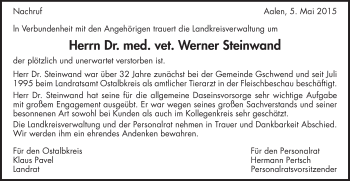 Traueranzeige von Werner Steinwand von Gmünder Tagespost