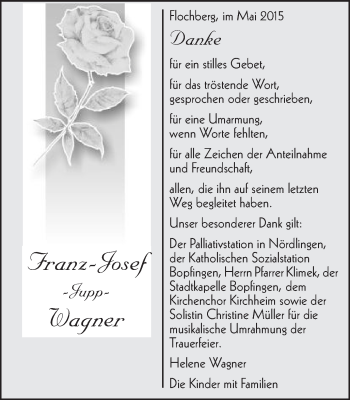 Traueranzeige von Franz-Josef Wagner von Schwäbische Post