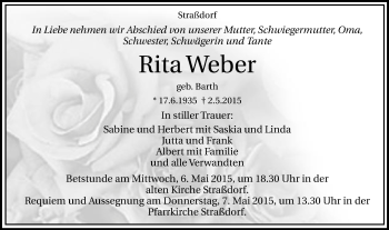 Traueranzeige von Rita Weber von Gmünder Tagespost