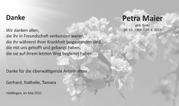 Traueranzeige von Petra Maier von Schwäbische Post
