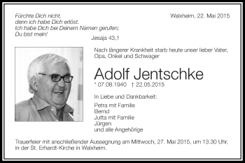 Traueranzeige von Adolf Jentschke von Schwäbische Post