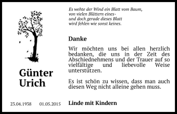 Traueranzeige von Günter Urich von Schwäbische Post