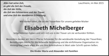 Traueranzeige von Elisabeth Michelberger von Schwäbische Post