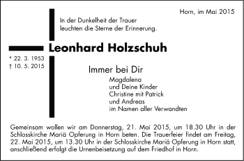 Traueranzeige von Leonhard Holzschuh von Gmünder Tagespost