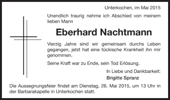 Traueranzeige von Eberhard Nachtmann von Schwäbische Post