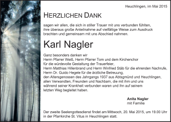 Traueranzeige von Karl Nagler von Schwäbische Post
