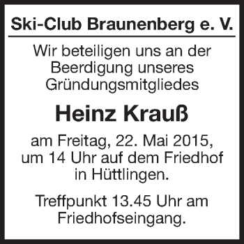 Traueranzeige von Heinz Krauß von Schwäbische Post