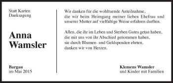 Traueranzeige von Anna Wamsler von Gmünder Tagespost