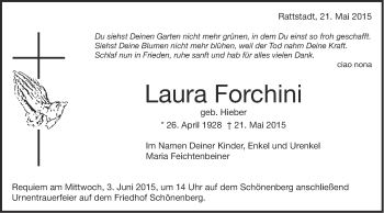 Traueranzeige von Laura Forchini von Schwäbische Post