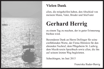Traueranzeige von Gerhard Herrig von Gmünder Tagespost