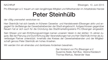 Traueranzeige von Peter Steinhülb von Schwäbische Post