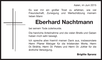 Traueranzeige von Eberhard Nachtmann von Schwäbische Post