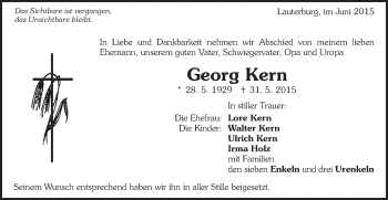 Traueranzeige von Georg Kern von Schwäbische Post