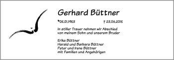 Traueranzeige von Gerhard Büttner von Gmünder Tagespost