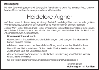 Traueranzeige von Heidelore Aigner von Gmünder Tagespost