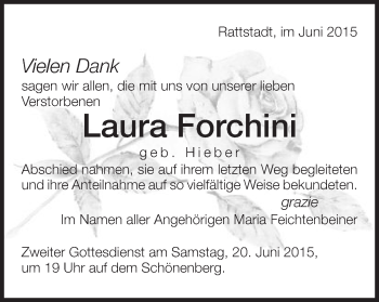 Traueranzeige von Laura Forchini von Schwäbische Post