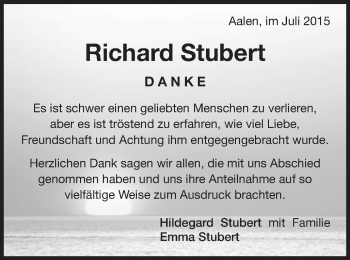 Traueranzeige von Richard Stubert von Schwäbische Post