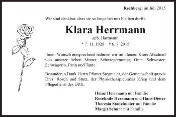 Traueranzeige von Klara Herrmann von Gmünder Tagespost