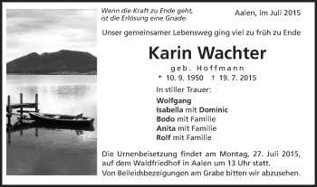 Traueranzeige von Karin Wachter von Schwäbische Post