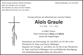 Traueranzeige von Alois Graule von Schwäbische Post