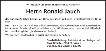 Traueranzeige von Ronald Jauch von Schwäbische Post
