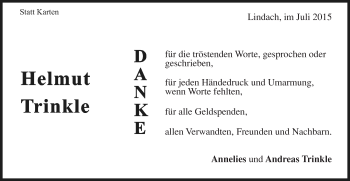 Traueranzeige von Helmut Trinkle von Gmünder Tagespost