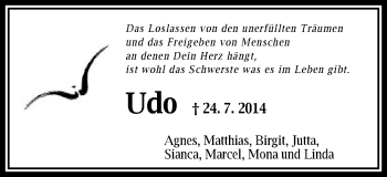 Traueranzeige von Udo Vaas von OstalbTrauer