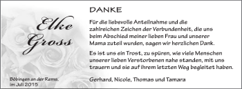 Traueranzeige von Elke Gross von OstalbTrauer