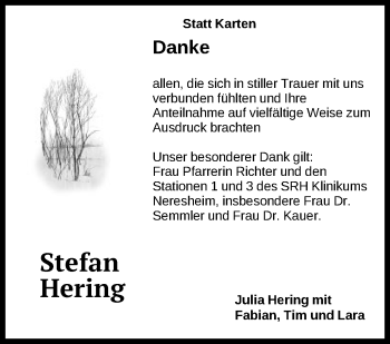 Traueranzeige von Stefan Hering von Schwäbische Post