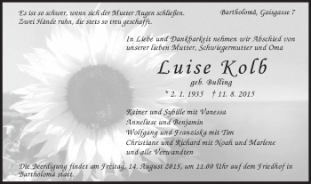 Traueranzeige von Luise Kolb von Gmünder Tagespost