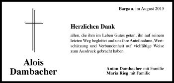 Traueranzeige von Alois Dambacher von Gmünder Tagespost