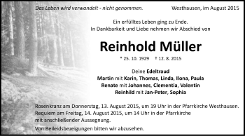 Traueranzeige von Reinhold Müller von Schwäbische Post