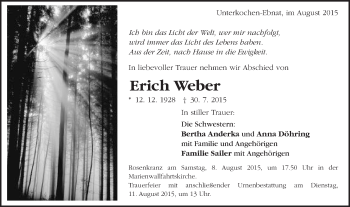 Traueranzeige von Erich Weber von Schwäbische Post