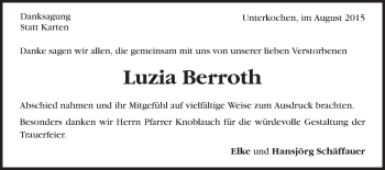Traueranzeige von Luzia Berroth von Schwäbische Post