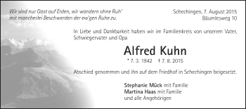 Traueranzeige von Alfred Kuhn von Gmünder Tagespost