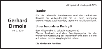 Traueranzeige von Gerhard Drmola von Schwäbische Post
