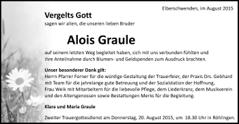 Traueranzeige von Alois Graule von Schwäbische Post