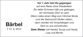 Traueranzeige von Bärbel Kuderer von Schwäbische Post