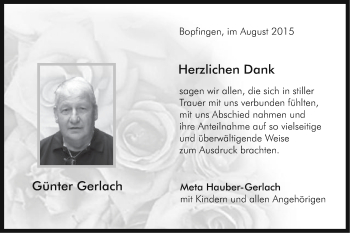 Traueranzeige von Günter Gerlach von Schwäbische Post