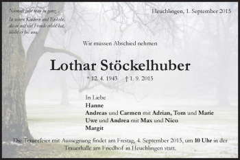 Traueranzeige von Lothar Stöckelhuber von Gmünder Tagespost