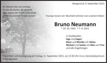 Traueranzeige von Bruno Neumann von Schwäbische Post